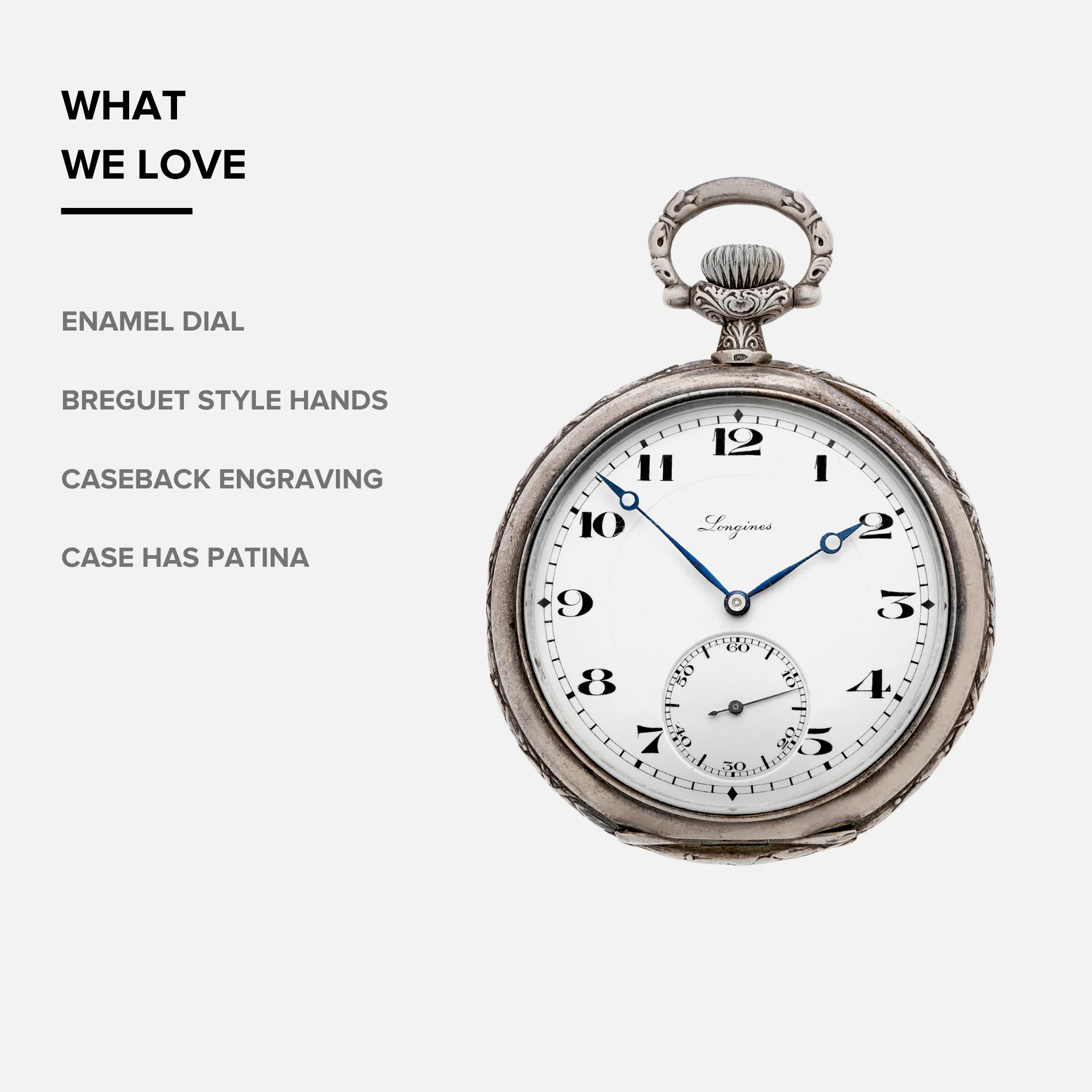 1920 Longines Silver Pocket Watch For the Carnegie Foundation