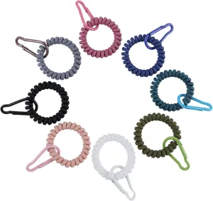 8Pcs Colorful Stretchable Wristlet Keychains, Spiral Wrist Coil Key Chain, Wristband Key Ring