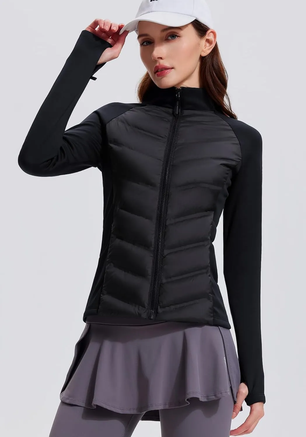 AFZ Womens Lightweight Warm Jacket Running Water Resistant Winter Puffer Jackets with Thumb Hole