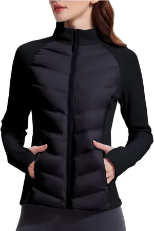AFZ Womens Lightweight Warm Jacket Running Water Resistant Winter Puffer Jackets with Thumb Hole