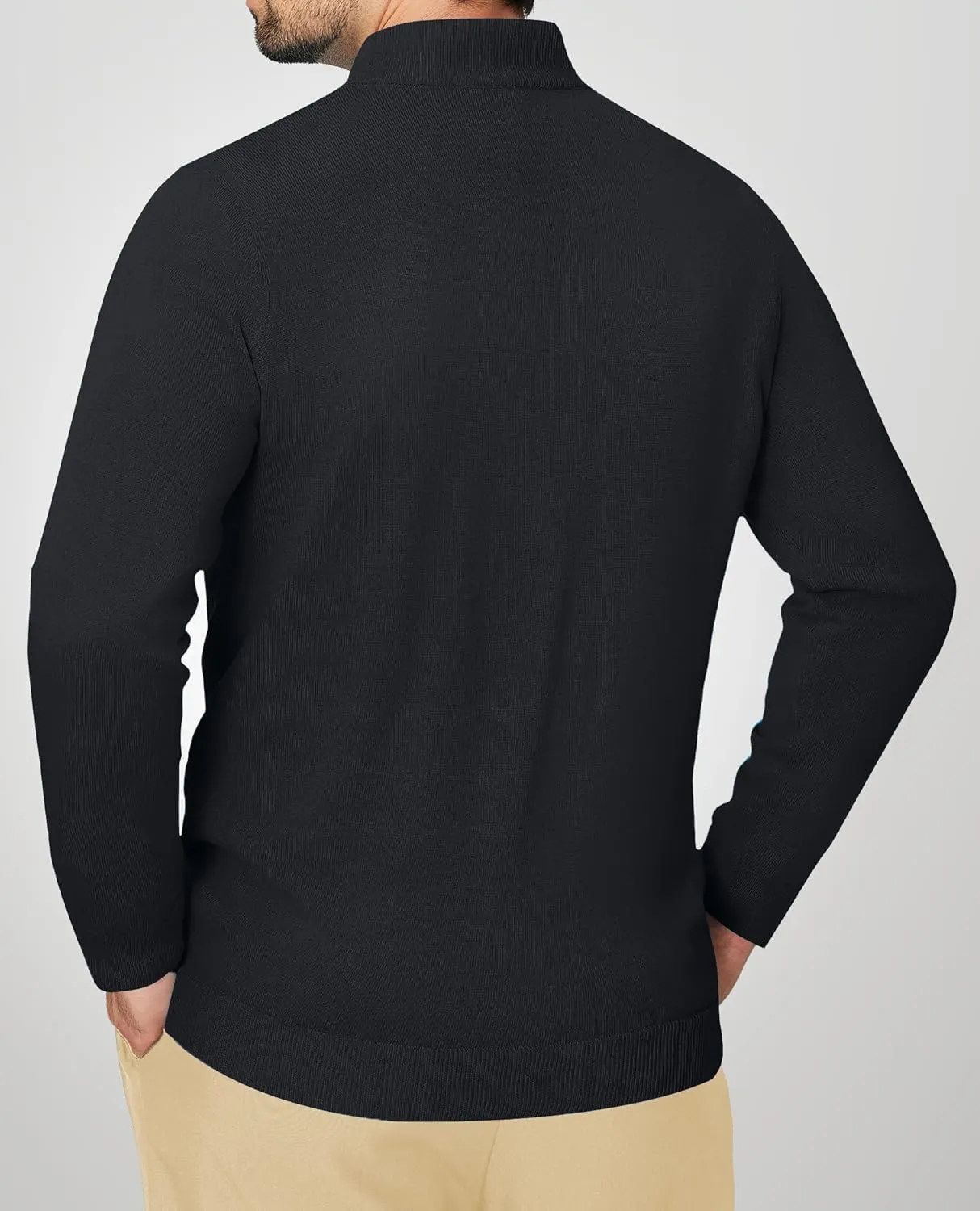 Alimens & Gentle Mens Quarter Zip Pullover Sweaters Cotton Lightweight Mock Neck Long Sleeve