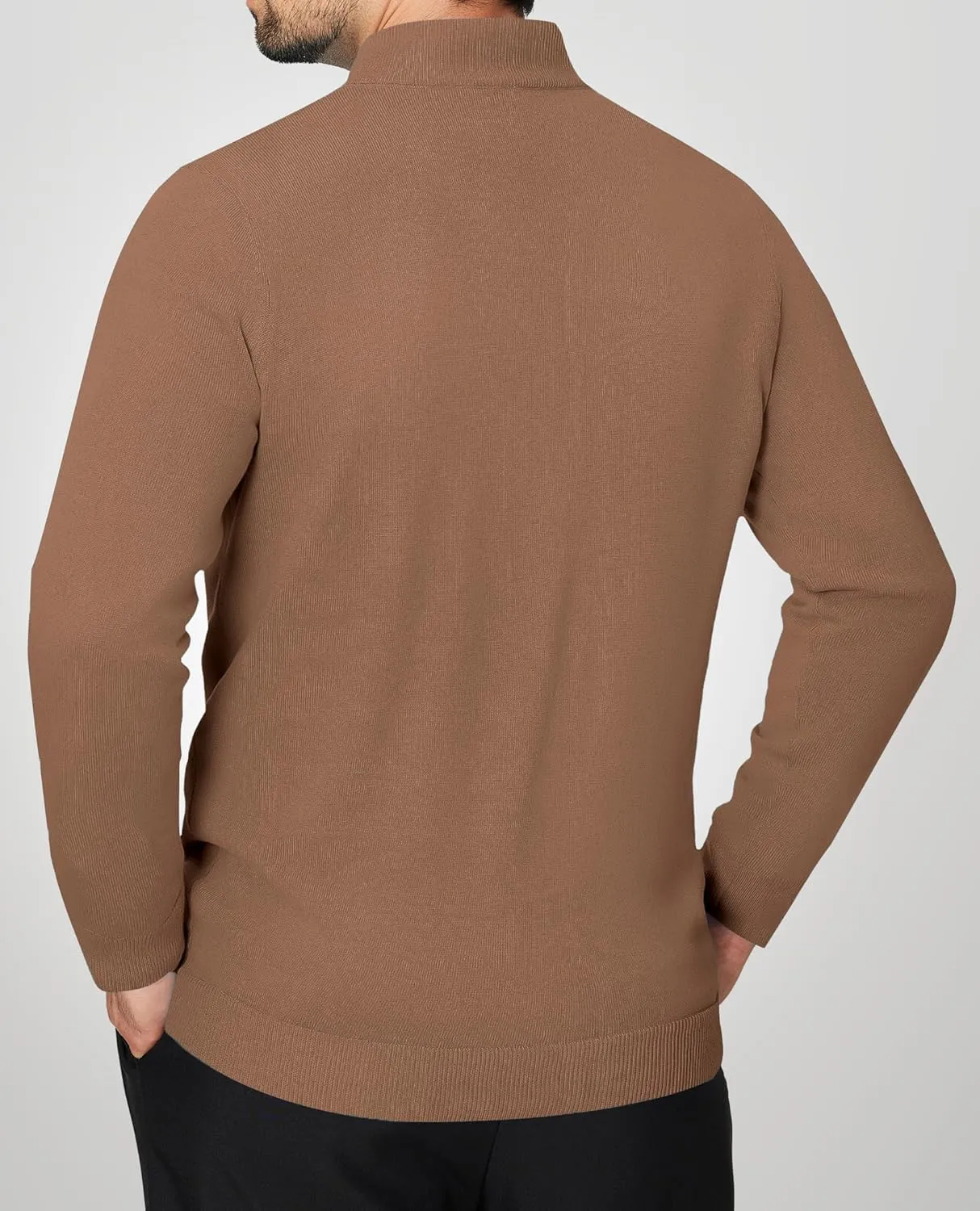 Alimens & Gentle Mens Quarter Zip Pullover Sweaters Cotton Lightweight Mock Neck Long Sleeve