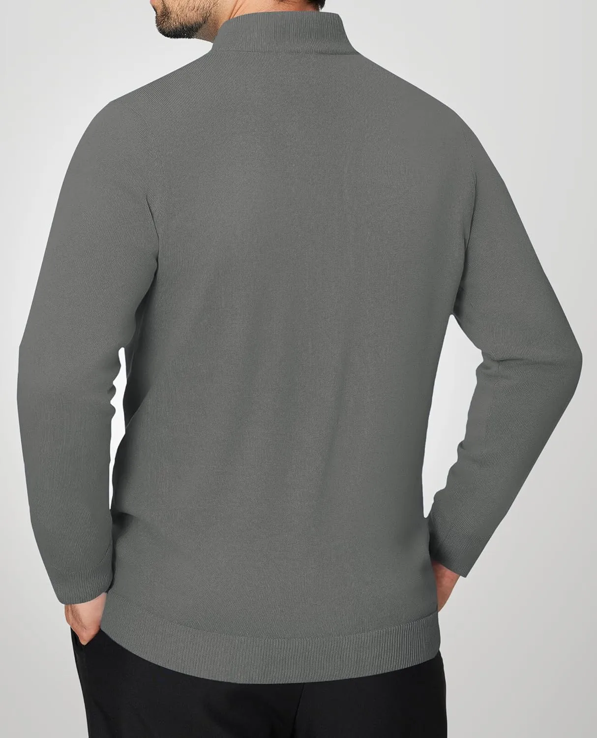 Alimens & Gentle Mens Quarter Zip Pullover Sweaters Cotton Lightweight Mock Neck Long Sleeve