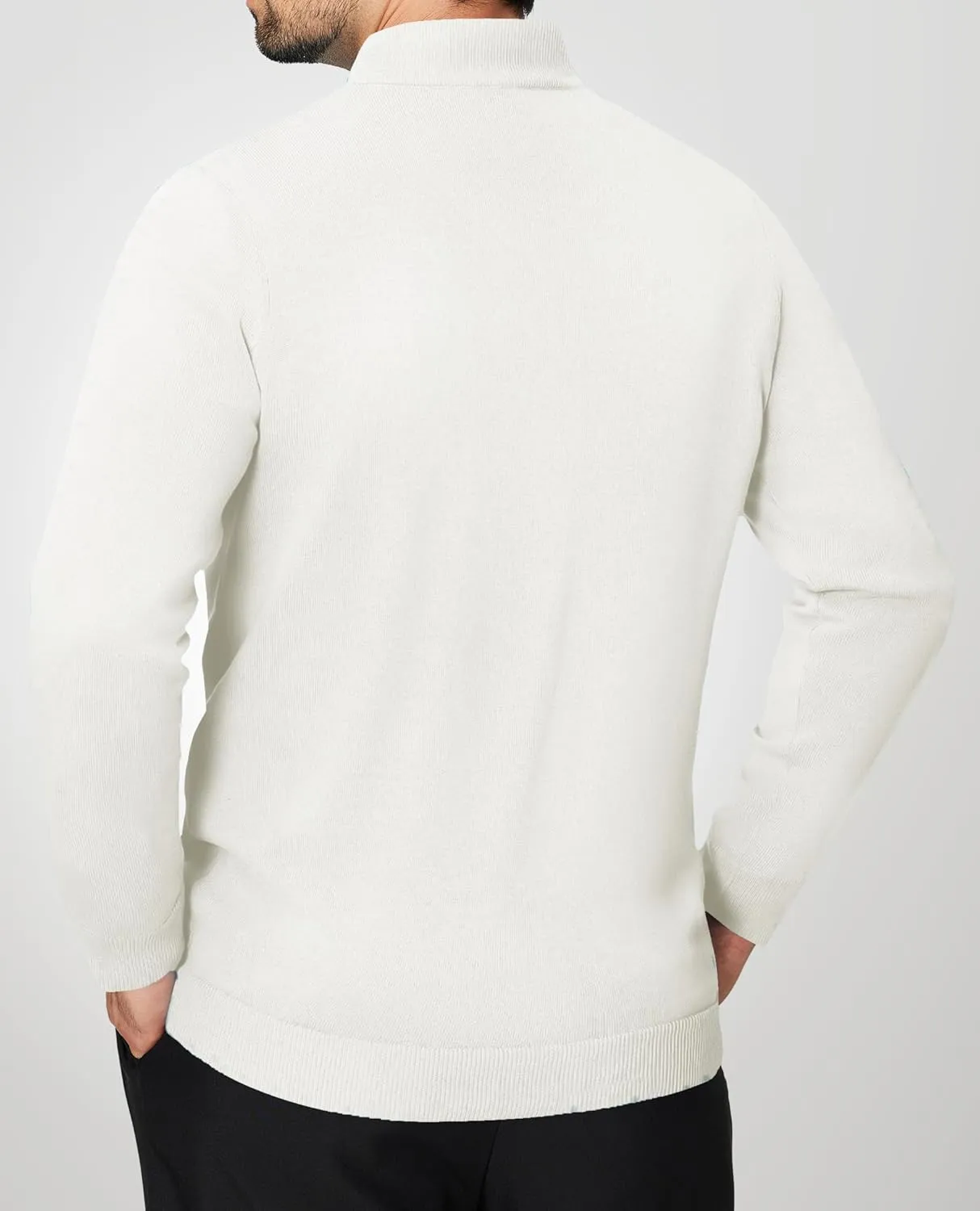 Alimens & Gentle Mens Quarter Zip Pullover Sweaters Cotton Lightweight Mock Neck Long Sleeve