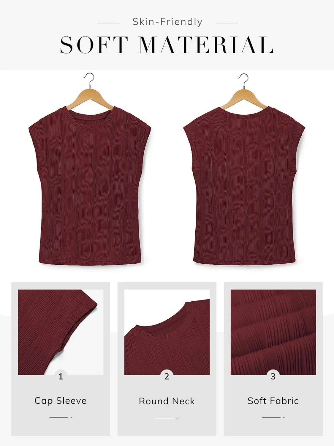 ATHMILE Womens Short Sleeve Summer Tops Crewneck Textured Shirts Basic T Shirt Casual Work Blouses