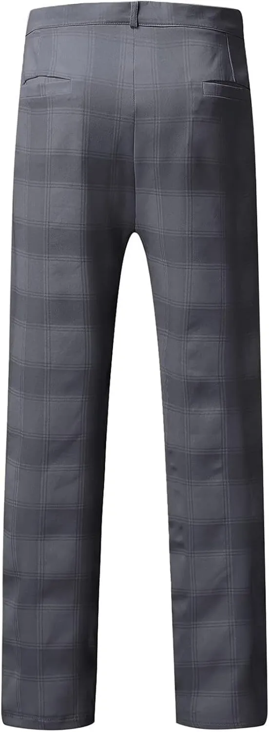 AYGJKIE Men's Chino Trousers Checked Fabric Trousers Slim fit Business Chino Trousers Straight Leg Slim Casual Trousers