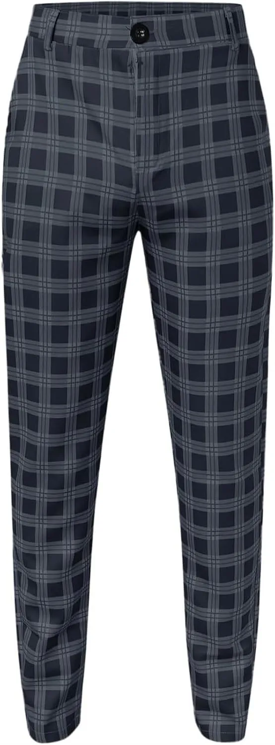 AYGJKIE Men's Chino Trousers Checked Fabric Trousers Slim fit Business Chino Trousers Straight Leg Slim Casual Trousers