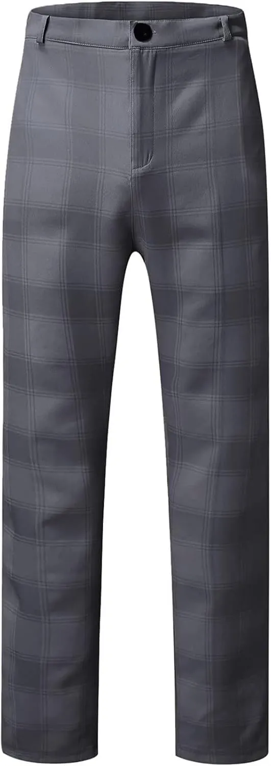 AYGJKIE Men's Chino Trousers Checked Fabric Trousers Slim fit Business Chino Trousers Straight Leg Slim Casual Trousers