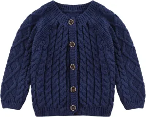 Baby Girls Sweater Toddler Knit Cardigan Kids Long Sleeve Cardigan Infant Crewneck Coat Fall Winter