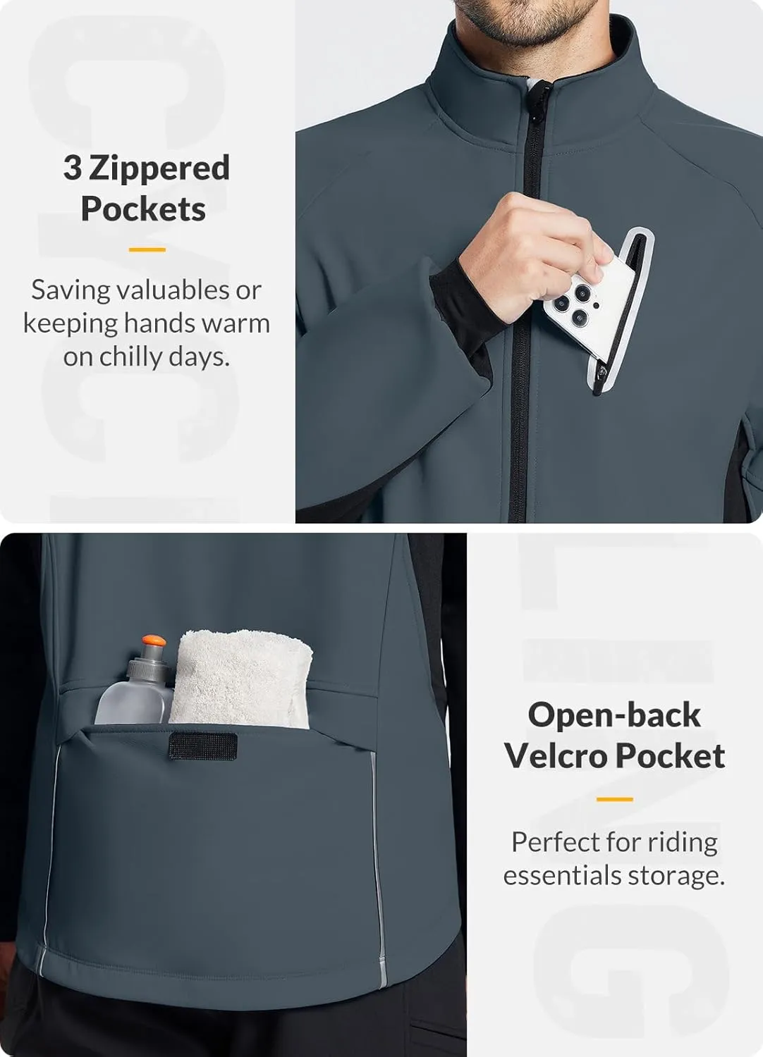 baleaf Men's Winter Cycling Jackets Water Resistant Thermal Running Softshell Jacket Warm Cold Weather Pockets