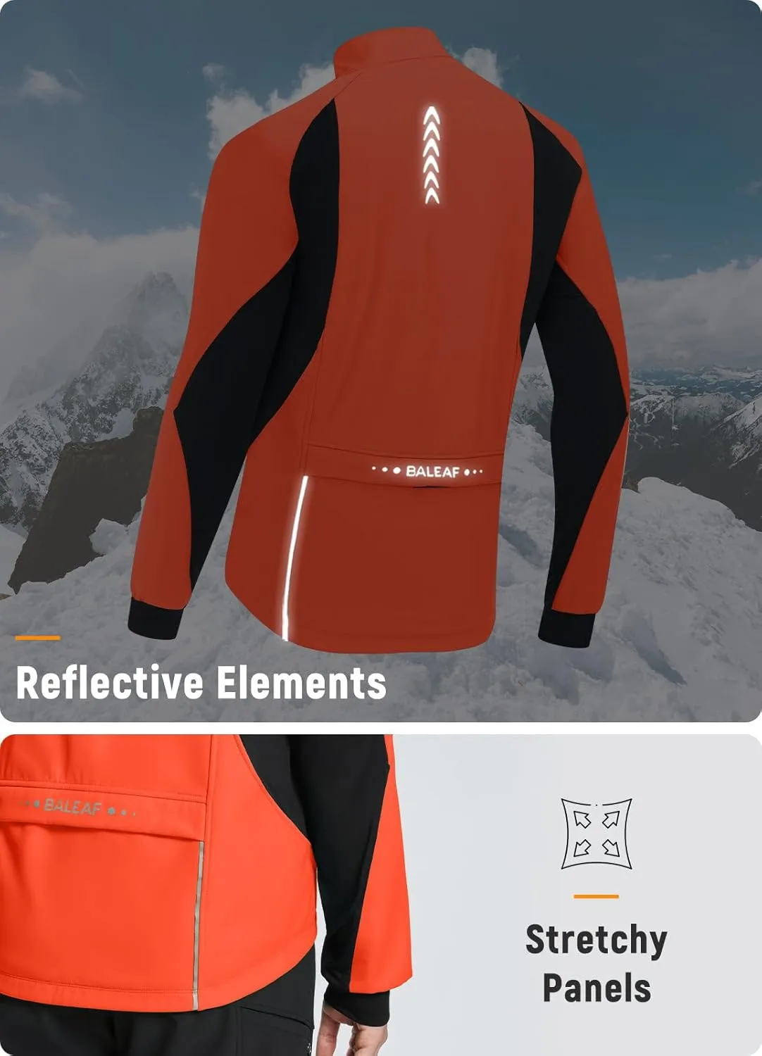 baleaf Men's Winter Cycling Jackets Water Resistant Thermal Running Softshell Jacket Warm Cold Weather Pockets