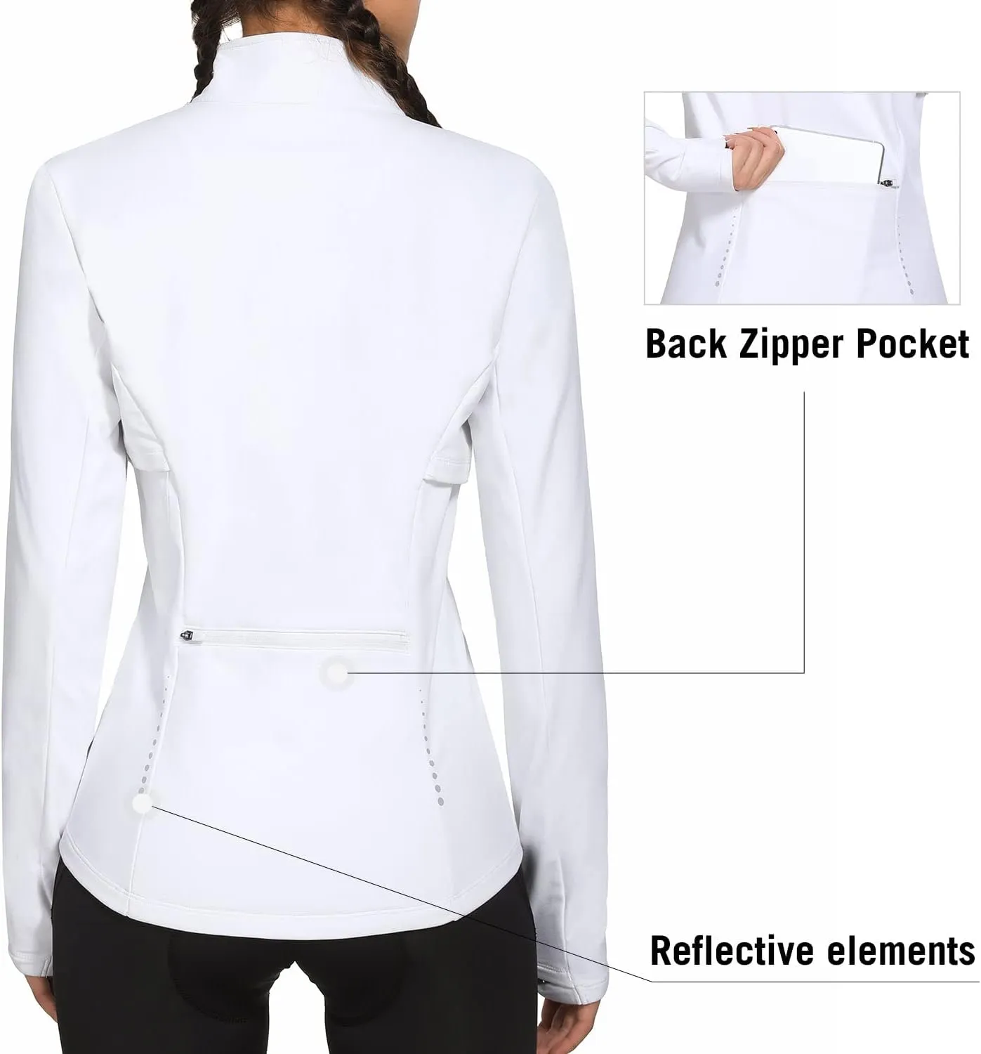 baleaf Women's Fleece Running Jacket Water Resistant Full Zip Winter Cold Weather Gear Thermal Cycling Workout Jackets