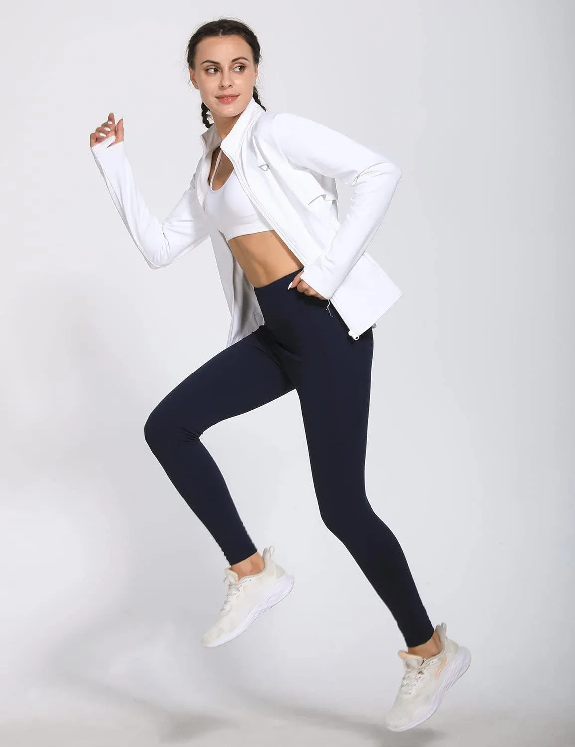 baleaf Women's Fleece Running Jacket Water Resistant Full Zip Winter Cold Weather Gear Thermal Cycling Workout Jackets