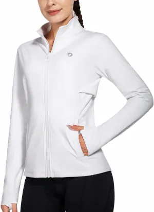 baleaf Women's Fleece Running Jacket Water Resistant Full Zip Winter Cold Weather Gear Thermal Cycling Workout Jackets