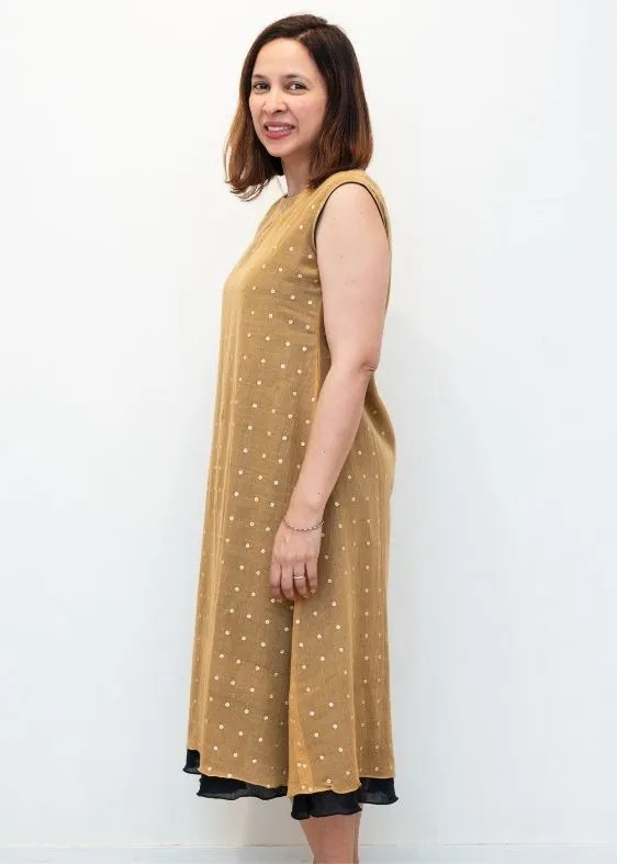 Beige Double Layer Sequins Dress