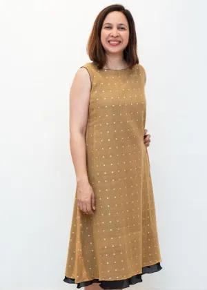 Beige Double Layer Sequins Dress