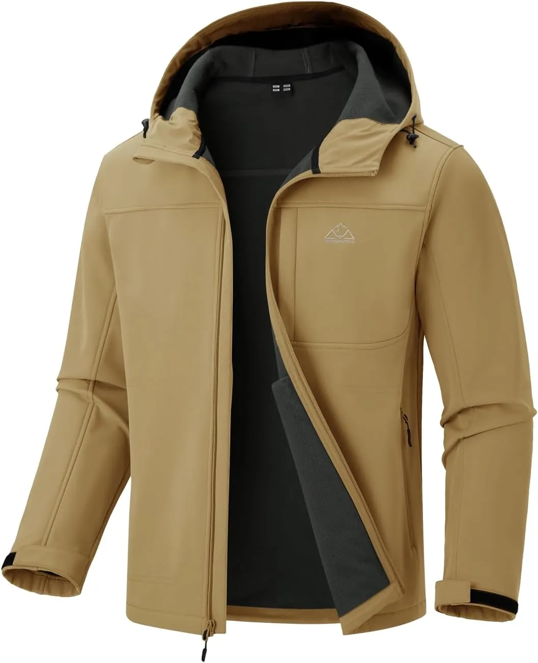 BGOWATU Men's Softshell Jacket Fall Winter Warm Fleece Lined Hooded Jacket Lightweight Windbreaker Casual Coats with Pockets