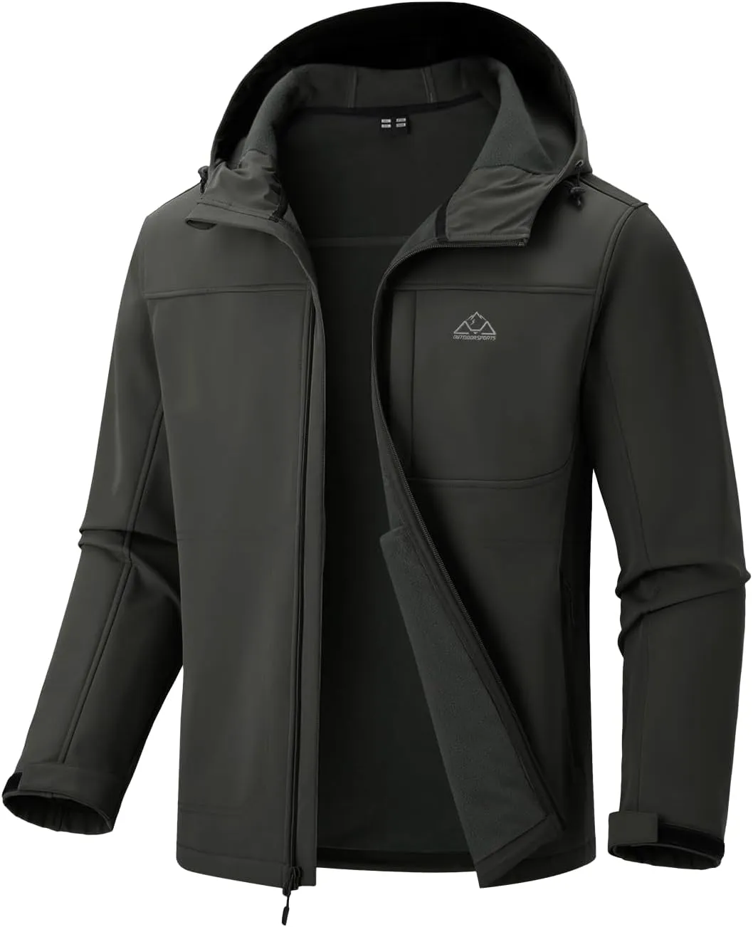 BGOWATU Men's Softshell Jacket Fall Winter Warm Fleece Lined Hooded Jacket Lightweight Windbreaker Casual Coats with Pockets