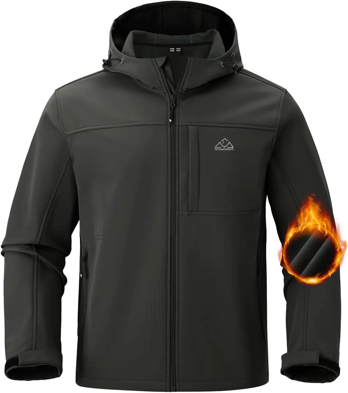 BGOWATU Men's Softshell Jacket Fall Winter Warm Fleece Lined Hooded Jacket Lightweight Windbreaker Casual Coats with Pockets
