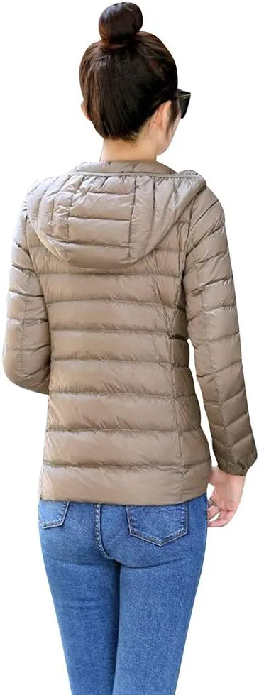 BOFETA Womens Packable Light Weight Down Jacket Hooded Insulated Puffer Jackets Plus Size 2XS-4XL