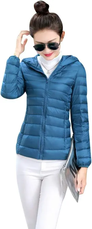 BOFETA Womens Packable Light Weight Down Jacket Hooded Insulated Puffer Jackets Plus Size 2XS-4XL