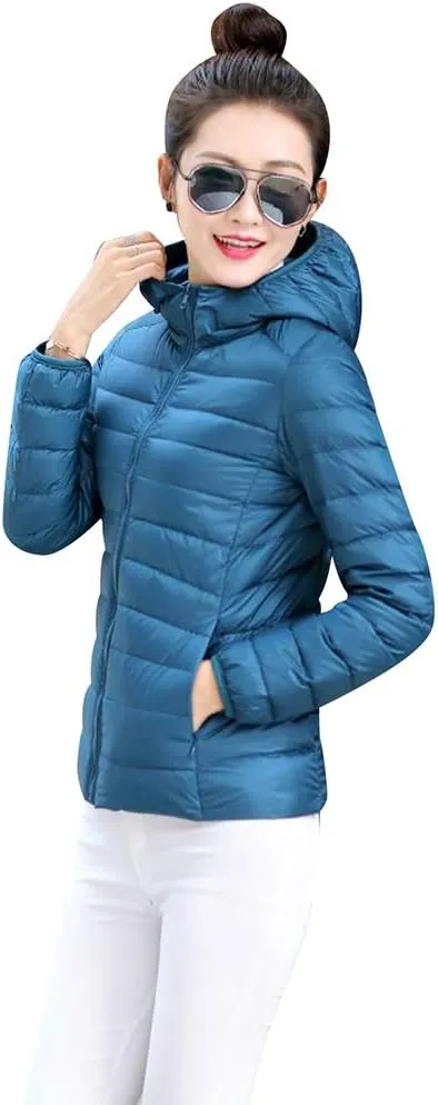 BOFETA Womens Packable Light Weight Down Jacket Hooded Insulated Puffer Jackets Plus Size 2XS-4XL