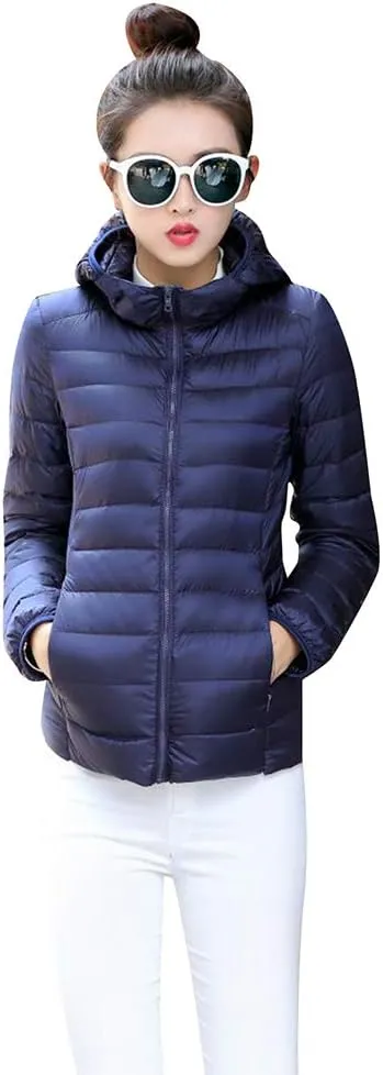 BOFETA Womens Packable Light Weight Down Jacket Hooded Insulated Puffer Jackets Plus Size 2XS-4XL