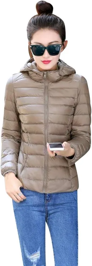 BOFETA Womens Packable Light Weight Down Jacket Hooded Insulated Puffer Jackets Plus Size 2XS-4XL