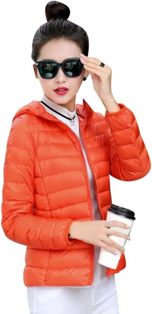 BOFETA Womens Packable Light Weight Down Jacket Hooded Insulated Puffer Jackets Plus Size 2XS-4XL