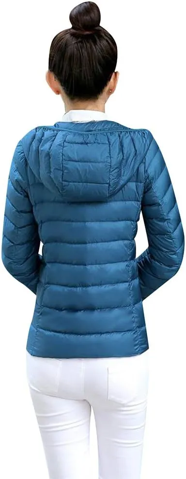 BOFETA Womens Packable Light Weight Down Jacket Hooded Insulated Puffer Jackets Plus Size 2XS-4XL