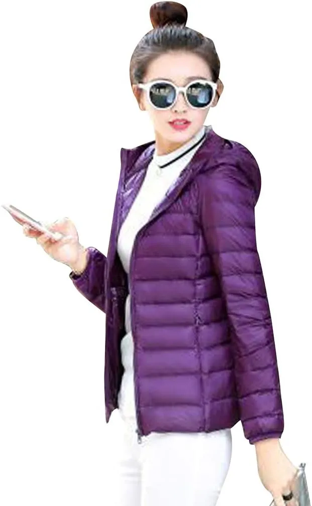 BOFETA Womens Packable Light Weight Down Jacket Hooded Insulated Puffer Jackets Plus Size 2XS-4XL