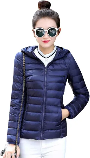 BOFETA Womens Packable Light Weight Down Jacket Hooded Insulated Puffer Jackets Plus Size 2XS-4XL
