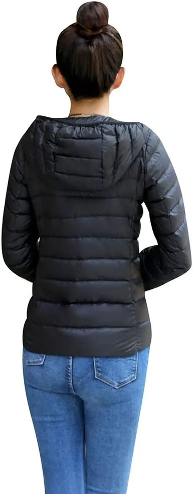 BOFETA Womens Packable Light Weight Down Jacket Hooded Insulated Puffer Jackets Plus Size 2XS-4XL