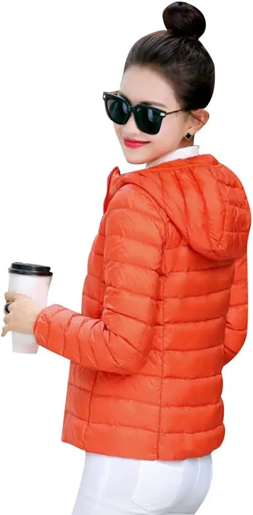 BOFETA Womens Packable Light Weight Down Jacket Hooded Insulated Puffer Jackets Plus Size 2XS-4XL