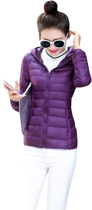 BOFETA Womens Packable Light Weight Down Jacket Hooded Insulated Puffer Jackets Plus Size 2XS-4XL