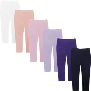 Boys Girls Toddler Little Kids Unisex 6 Pack Cotton Stretch Snug Fitting Long Pant Leggings