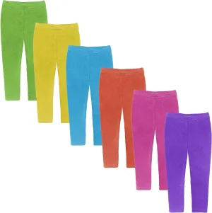 Boys Girls Toddler Little Kids Unisex 6 Pack Cotton Stretch Snug Fitting Long Pant Leggings
