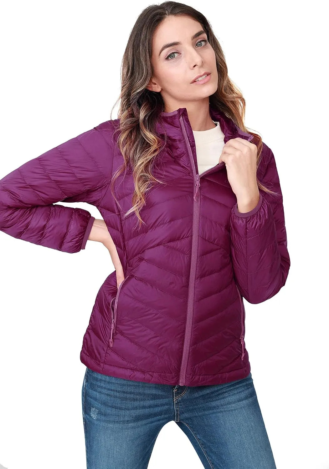 CAMEL CROWN Women's Lightweight Hooded Down Jacket Packable Puffer Insulated Coats