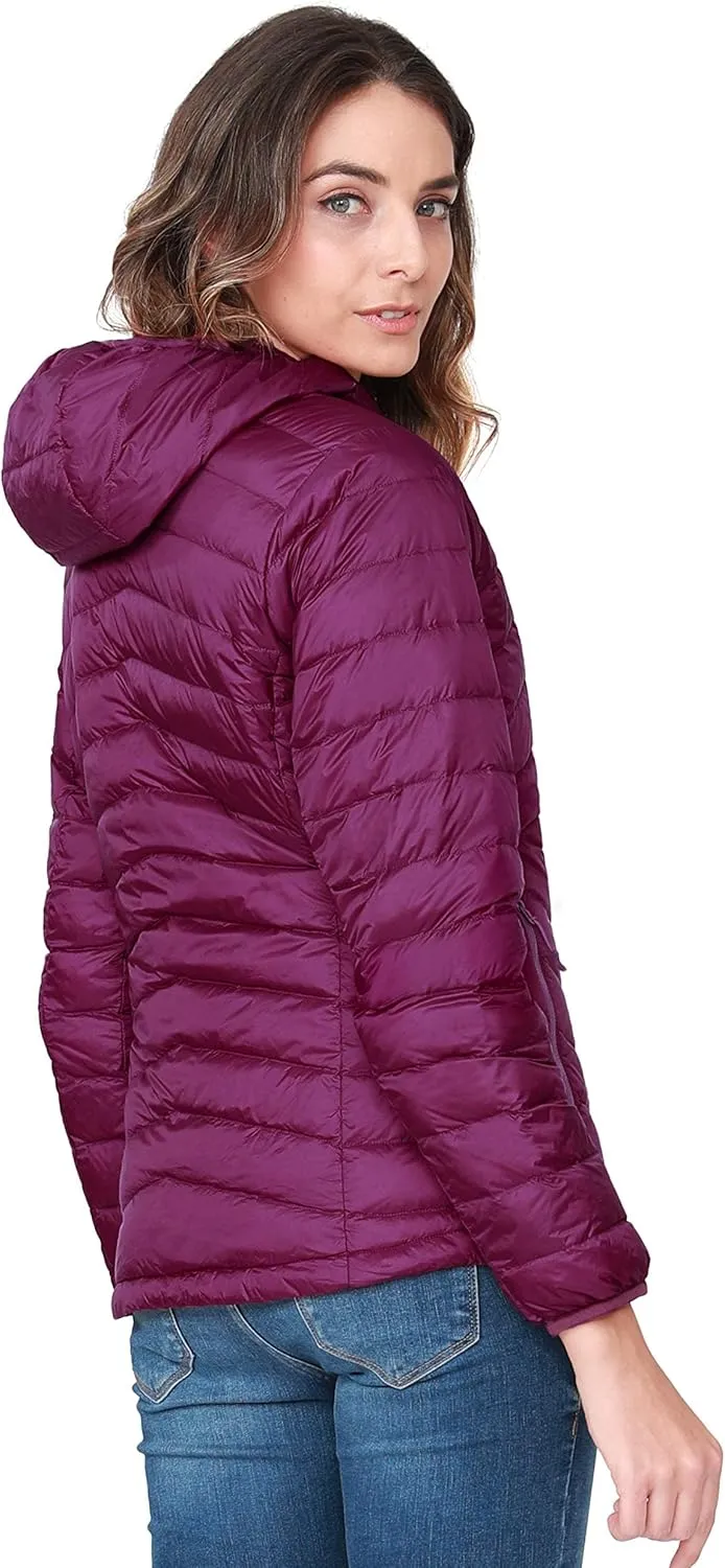 CAMEL CROWN Women's Lightweight Hooded Down Jacket Packable Puffer Insulated Coats