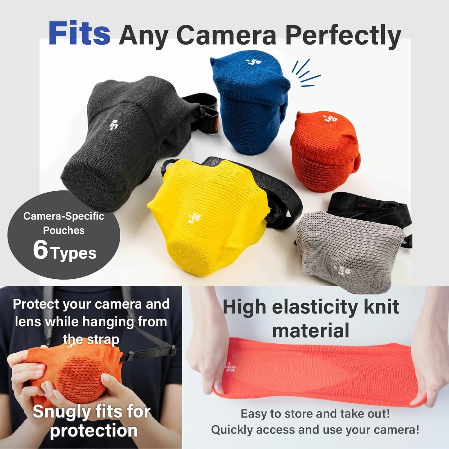 Camera Lens Cover, Square W, Made in Japan, S size, Orange