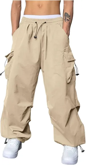 Cargo Pants Men Casual Lightweight Drawstring Waist Pant Hiking Pant Multi Pockets