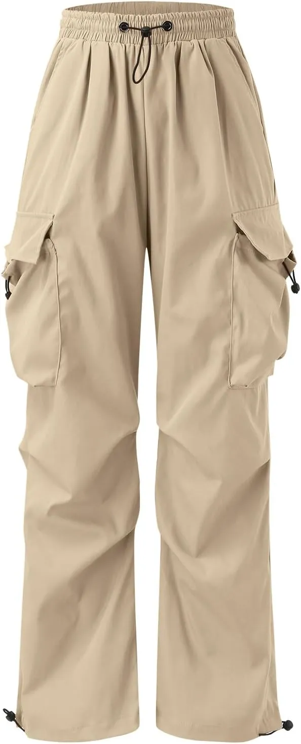Cargo Pants Men Casual Lightweight Drawstring Waist Pant Hiking Pant Multi Pockets