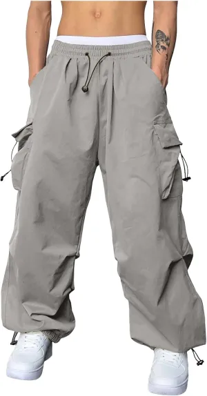 Cargo Pants Men Casual Lightweight Drawstring Waist Pant Hiking Pant Multi Pockets