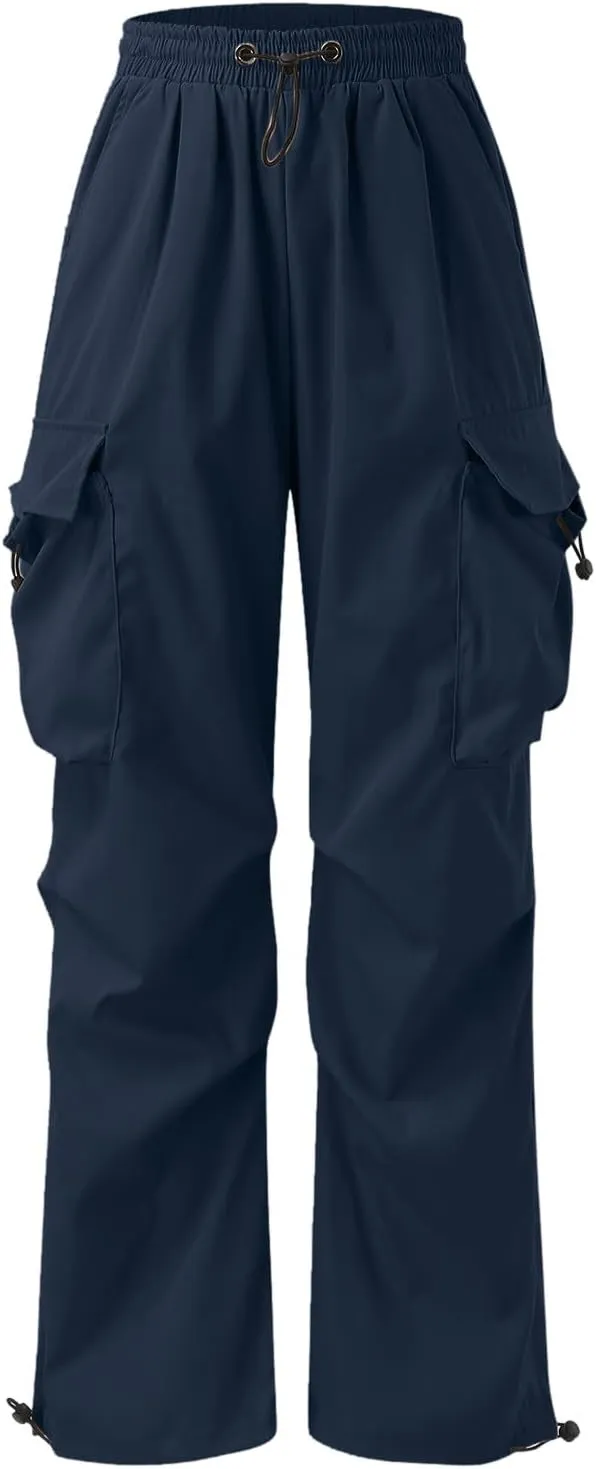 Cargo Pants Men Lightweight Casual Joggers Drawstring Elastic Waist Combat Pant with Pockets