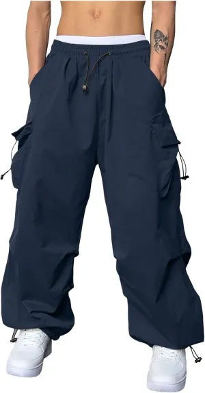 Cargo Pants Men Lightweight Casual Joggers Drawstring Elastic Waist Combat Pant with Pockets