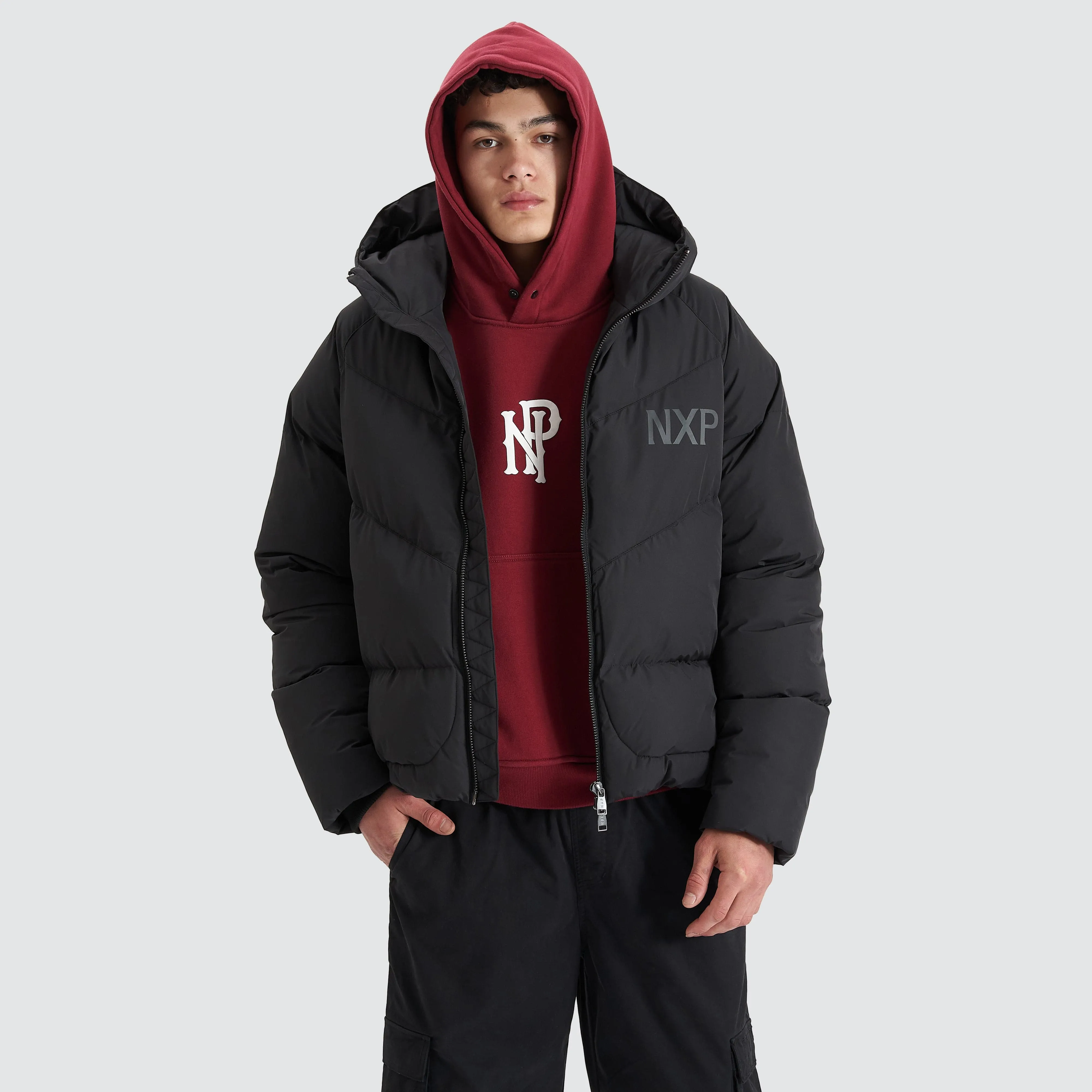 Chrysler Raglan Puffer Jacket Jet Black