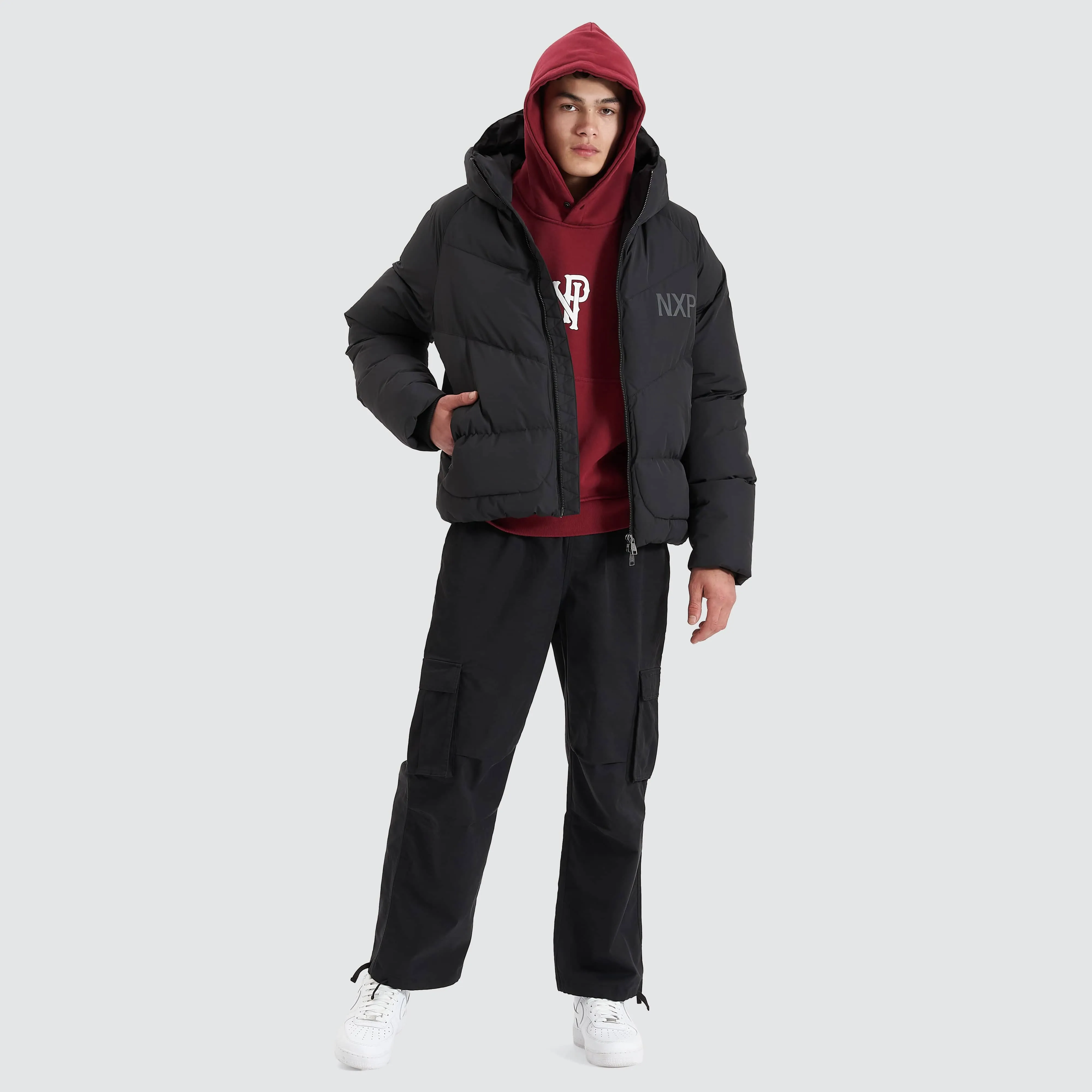 Chrysler Raglan Puffer Jacket Jet Black