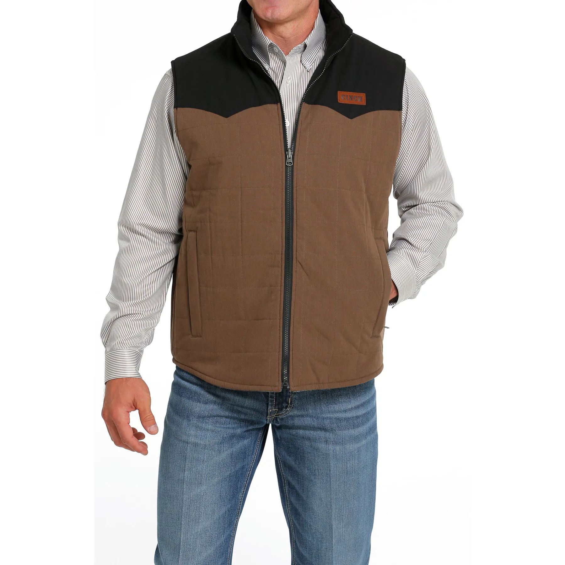 Cinch Men's Brown Quilted Reversible Vest MWV1576003