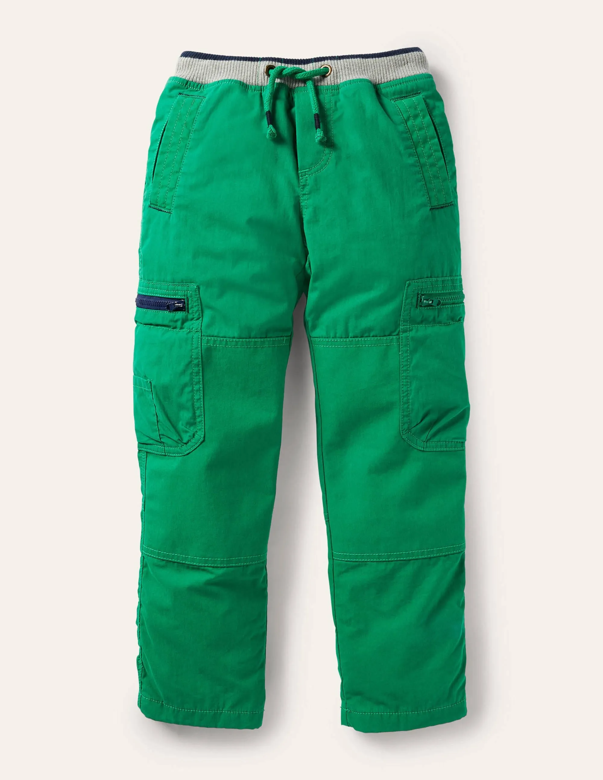 Cosy Lined Cargo Trousers-Highland Green