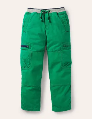 Cosy Lined Cargo Trousers-Highland Green